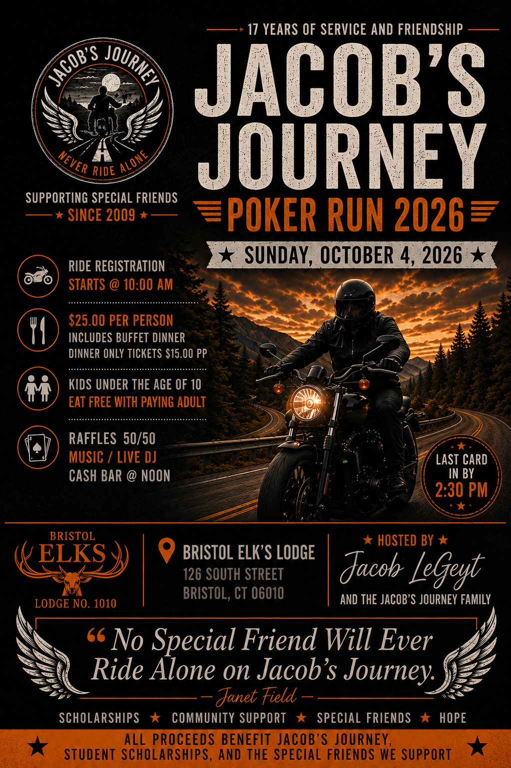 Jacob's Journey Poker Run 2026 event flyer